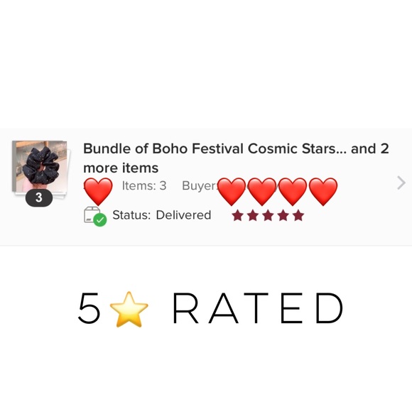 5⭐️Boho Festival Cosmic Stars Scrunchie Black Gold - Picture 2 of 3